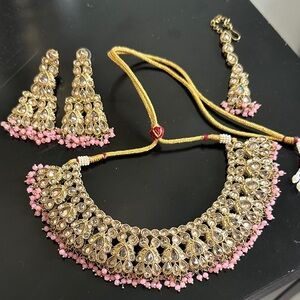 Pink kundan choker set